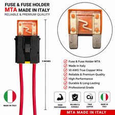 Fusible MTA MAXI 40A + Portafusibles en Línea 10 AWG Cable Resistente Hecho en Italia