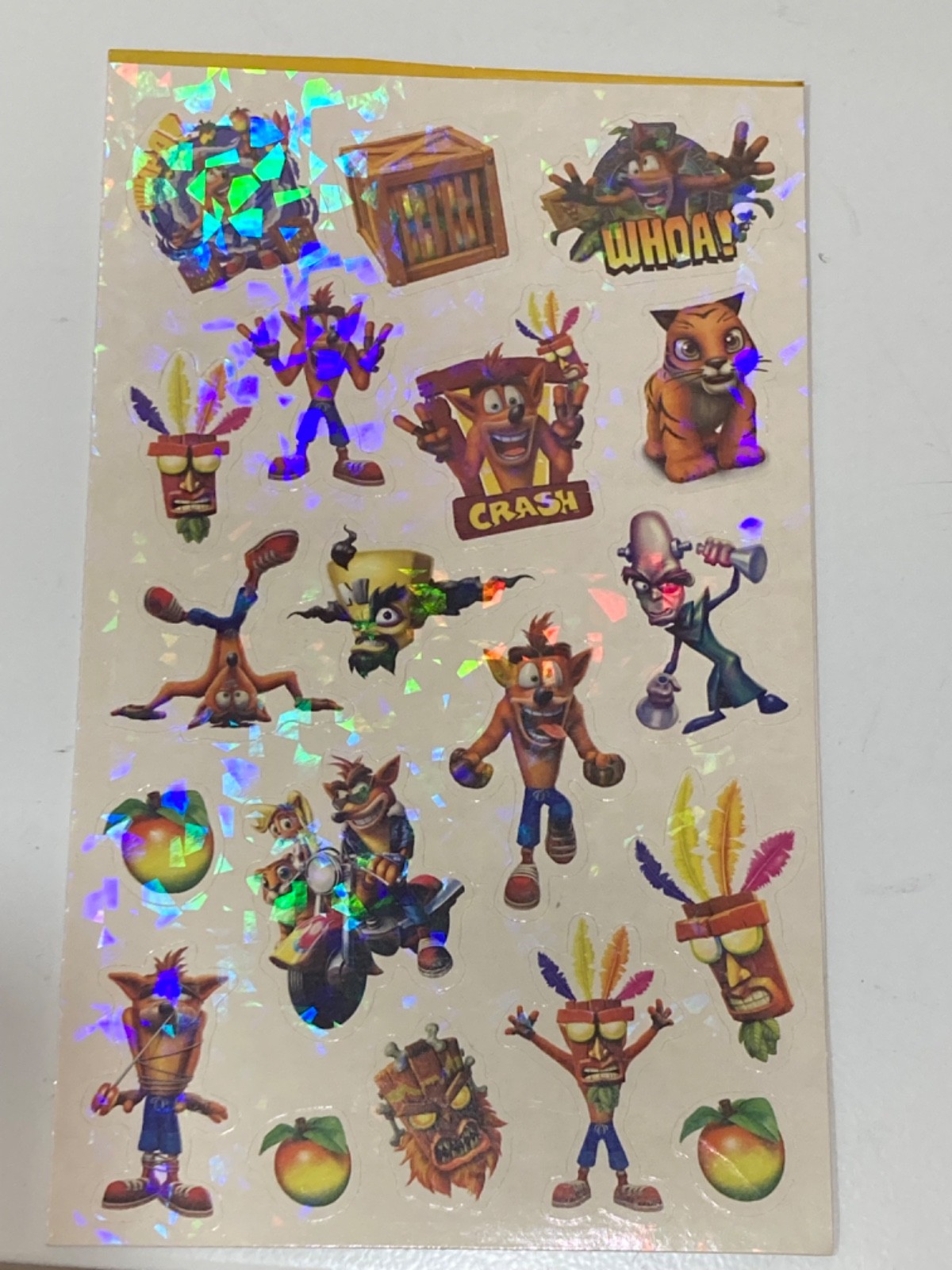 Crash Bandicoot collectible sticker 3 sheet set holographic 2 inch