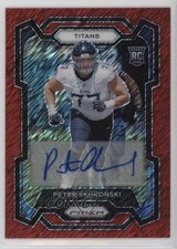 2023 Panini Prizm Rookies Red Shimmer 18/35 Peter Skoronski #395 Auto 15vt