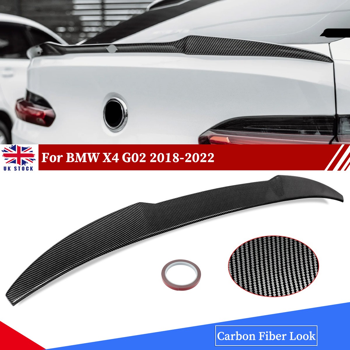 FOR BMW X4 G02 M SPORT REAR BOOT TRUNK LIP SPOILER X4M STYLE 2018+ CARBON STYLE