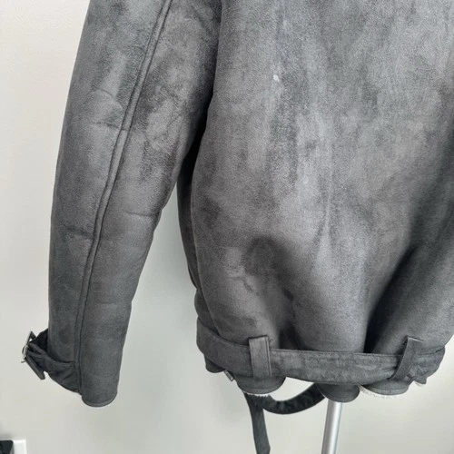 Topman Gray Faux Shearling Jacket Coat - Men's Size Small -  Zipper Closure image 10