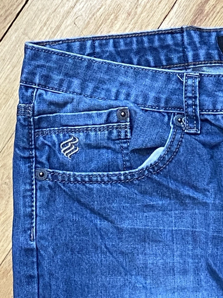 Pantalones Cortos Vintage Rocawear Para Hombres 34 Azul Beige Sueltos Hip Hop Patinador Cyber Y2K Foto 3 de 4