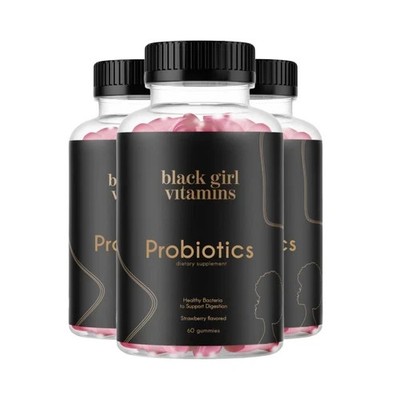 3-Pack Black Girl Vitamins Probiotics Gummies   Supports Digestine - 180 Gummies
