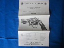 Notice papier d'origine - Ancienne notice SMITH & WESSON pour revolver modèle 27