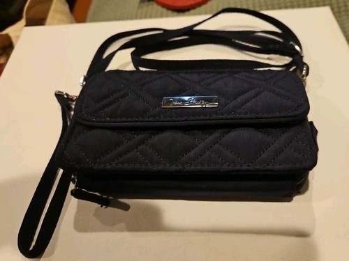 Vera Bradley All-In-One Crossbody Wristlet Wallet Quilted Blue Pattern