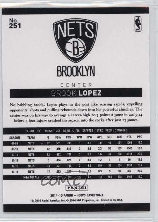 2014-15 NBA Hoops Green Brook Lopez #251 7i6 thumbnail 2