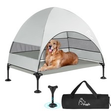 Upgraded Elevated Dog Bed with Canopy, Portable Raised Outdoor Dog Bed with S...