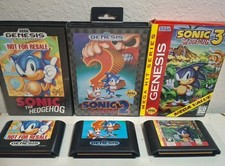 Lot Of 3 Sega Genesis Games Sonic The Hedgehog 1 2 3 With Boxes Missing Manuals!
