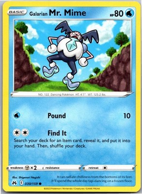 Galarian Mr. Mime 030/159 Common Crown Zenith Pokemon Near Mint