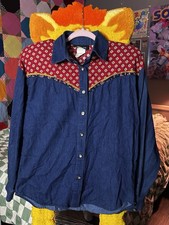 Vintage 80s Choon Made In USA denim Button Up Women’s Shoulder Pads Size 10