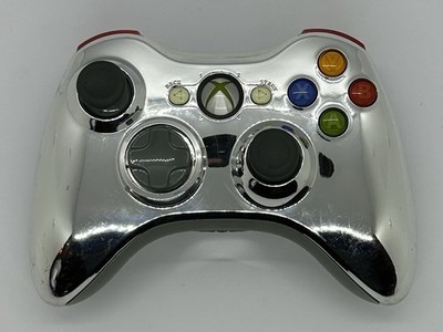   Original Microsoft Xbox 360 Controller   Silber/Chrom mit roten Triggern  