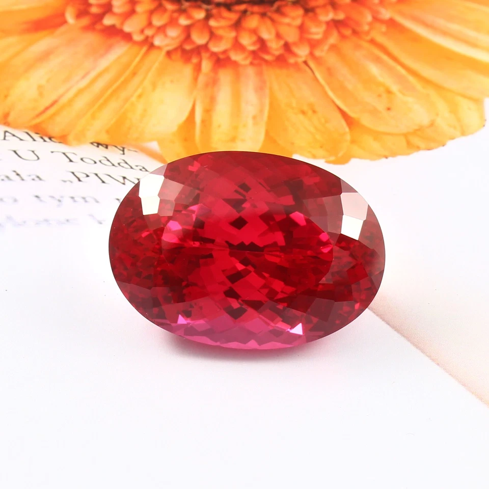 AAA Museum Grade Natural Flawless Burma Ruby Loose Oval Gemstone Cut 30x21 MM - Image 3 of 4