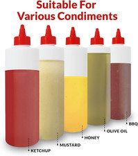 Plastic Squeeze Bottles, 16 Oz. | 8 Pack | Condiment Squeeze Bottles for Sauc...