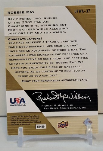 2009 Upper Deck USA Baseball Robbie Ray Future Watch Patch Auto /899 - Picture 2 of 2