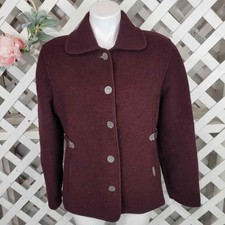 Giesswein Burgundy Wool Pea Coat Some Flaws Size Eu 38 Or Us 8
