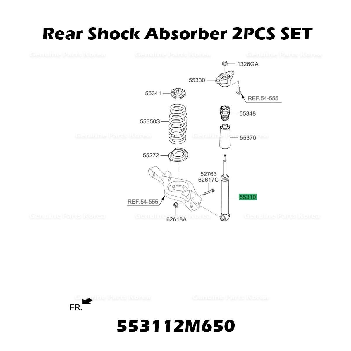 傷移しの鞘 55311-2M650 OEM Hyundai Genesis Coupe Rear Shock Absorber w
