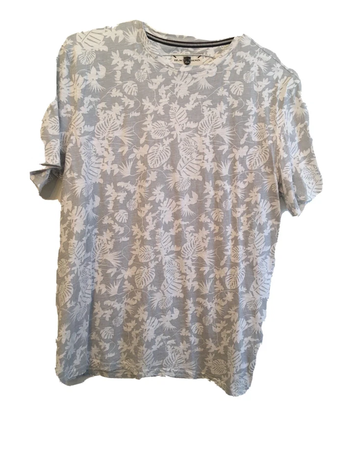 Camiseta grande negra marrón 1826 gris blanca estampado tropical para hombre cuello redondo manga corta Foto 2 de 4