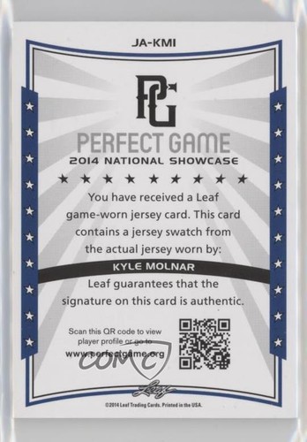 2014 Leaf Perfect Game Showcase Jersey Auto Gold 25 Kyle Molnar JA KM1 Auto EBay