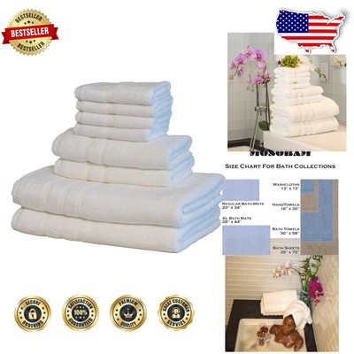 Elegant 8-Piece 700 GSM Towel Set in White - Bamboo & Turkish Cotton Blend