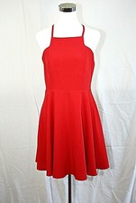 NWT LULUS Mini Dress Sz. L Romantic Red Sleeveless Flared Party Cocktail #03