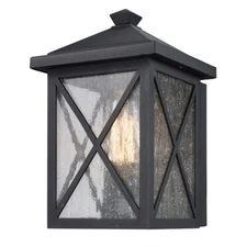 Leonis Black And Seeded Glass Outdoor Wall Lantern Orig $165