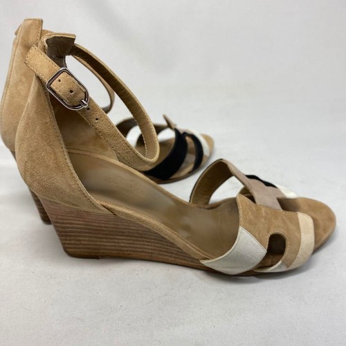 Hermes suede Wedge Sole Sandals Mules Pumps Shoes Women Size EU 36 Black Beige - Picture 7 of 13