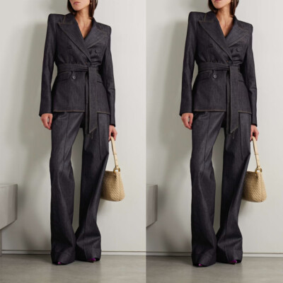 dark suit dress code ladies Fashion Denim Women with Belt Party Formal Work Wear Prom Outfit Best Sellers NH August Wk 256