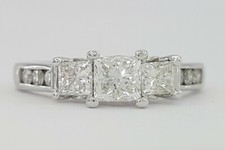 3 Three-Stone Princess Diamond Engagement Ring 1 ct White Gold 14k