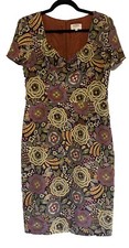 David Meister Silk Bohemian Short Sleeve Midi Floral Dress 12 Coquette Luxury