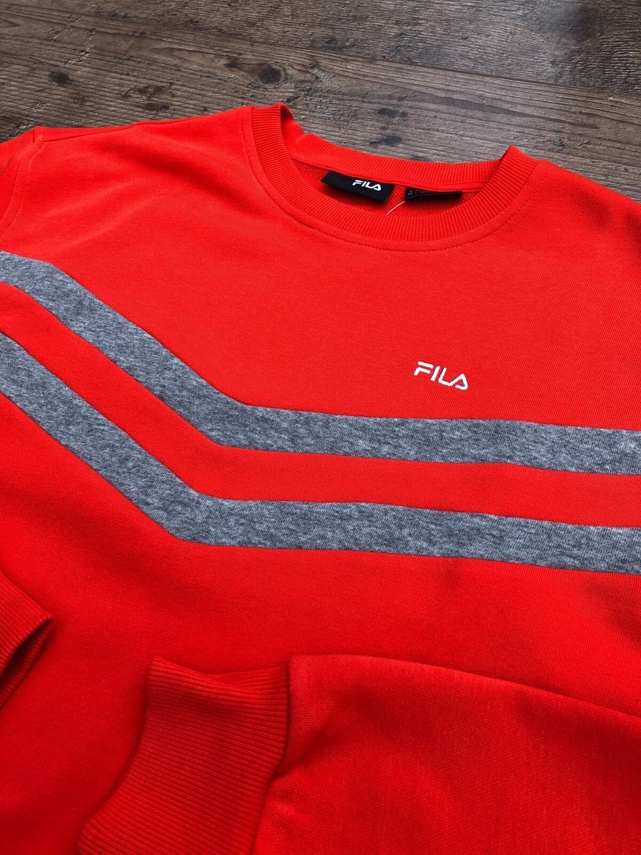 FILA Red Jumper Mens XL Retro Sweater Sweatshirt 90s Embroidered