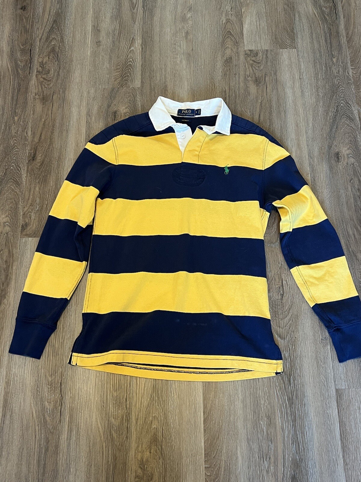 Polo Ralph Lauren Rugby Shirt Men’s Small Jersey Blue Yellow Striped