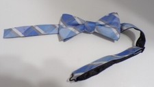 Madison Blue and white plaid men's Bow tie