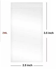 2.5"x3.5" inch Clear Reclosable Plastic 2-Mil Ziplock Bags Poly Jewelry Zipper B