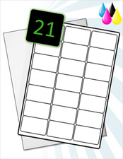 Image of Shiny A4 Sheets - 21 Glossy White Inkjet Labels - High Gloss Printer Labels GWIP