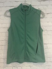 Ibex Womens Green Zque Merino Wool Sleeveless Full Zip Sweater Vest Small