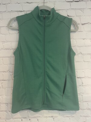 Ibex Womens Green Zque Merino Wool Sleeveless Full Zip Sweater Vest Small