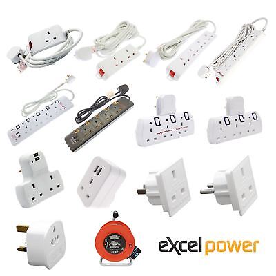 Multi Plug Extension 2 3 4 Gang Way USB Wall Plug Socket Adaptor Adapter Surge