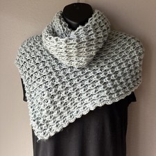 Soft Knit Infinity Scarf Versatile Seafoam Green Asymmetrical
