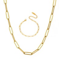 Schmuckset Damen Gold Edelstahl Halskette Armband Damenschmuck Kette Modern