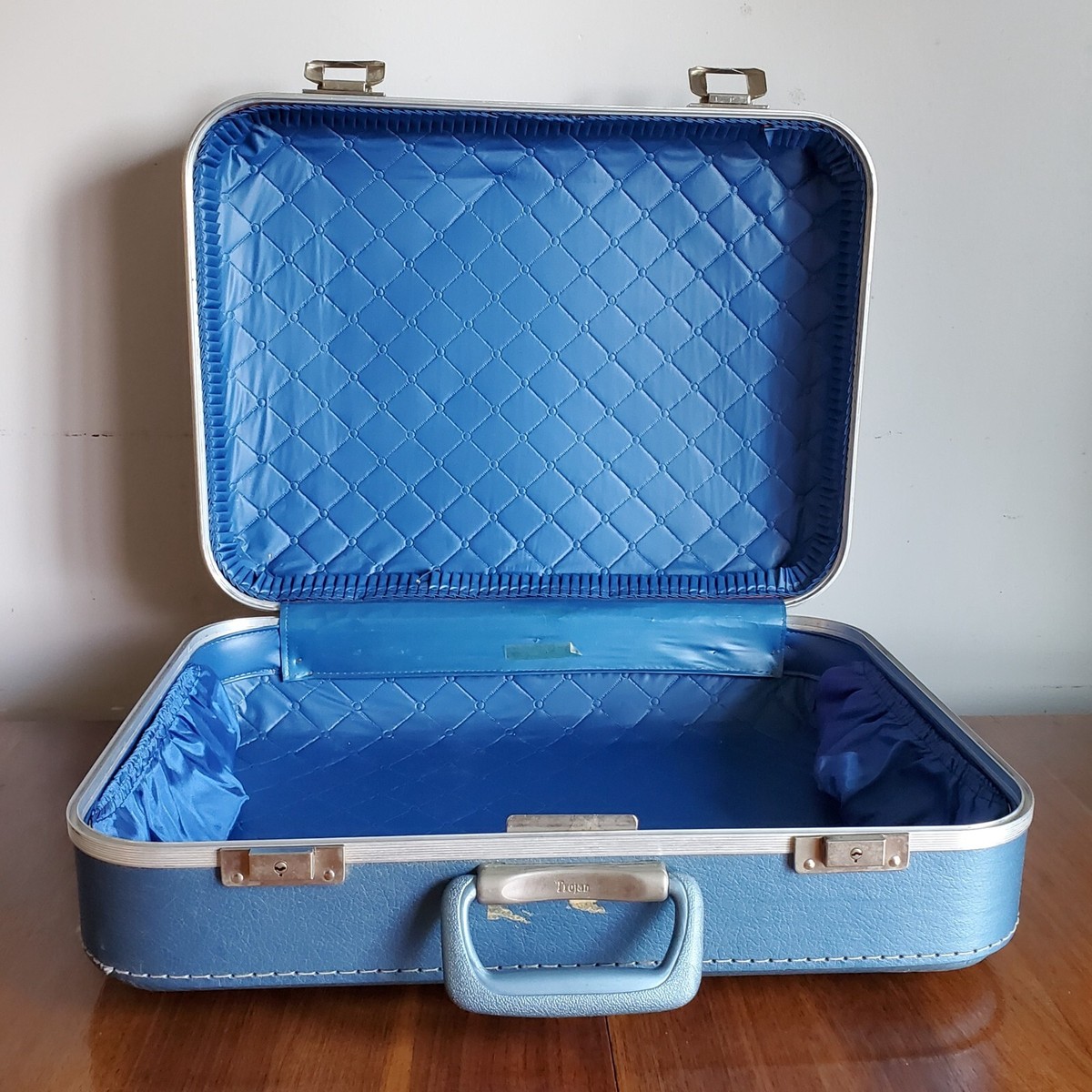 Vintage Trojan Blue Hard Shell Suitcase Hardcase Luggage 21