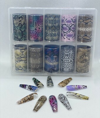 10pcs/box Nail Foil Transfer Sticker Designer Snake Nail Art