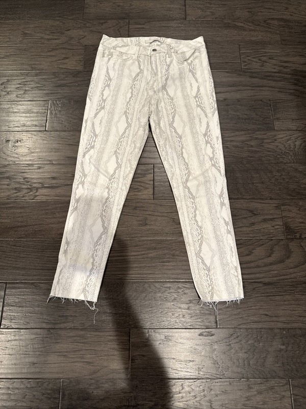 Joe’s Hi Rise Honey Curvy Skinny Ankle Jeans Snake Print Of White Sz 30