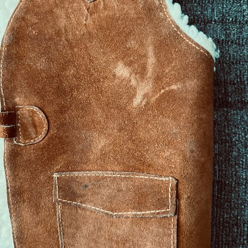 🤠 Kids Vintage 70’s Genuine Leather Reversible Sherpa Vest w Pockets Size L - Picture 5 of 5