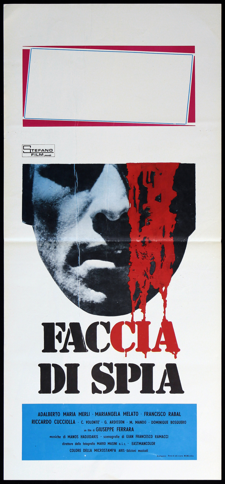 Locandina originale film Faccia di spia (1975) - Regia di Giuseppe Ferrara