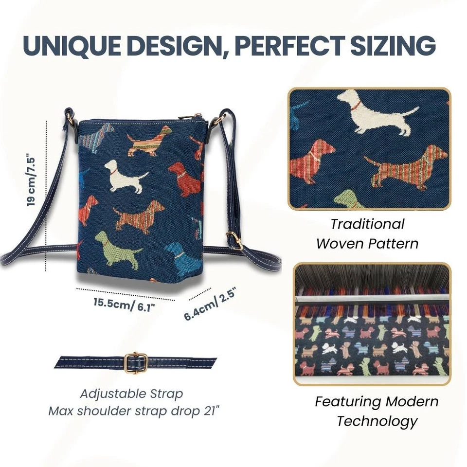 Bolso Bandolera Signare Tapiz Dachshund Perro Bandolera Bandolera Cartera de Hombro Foto 3 de 4