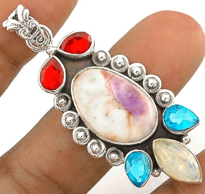 Natural Tiffany Stone Sterling Silver Pendant Jewelry 10x7mm