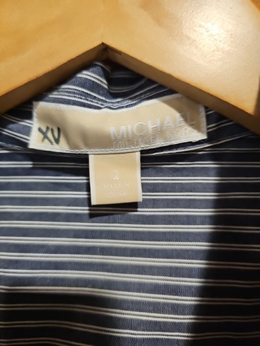 Vestido retro Michael Kors talla 2 azul cambray a rayas con botones sin mangas línea A - Imagen 4 de 8