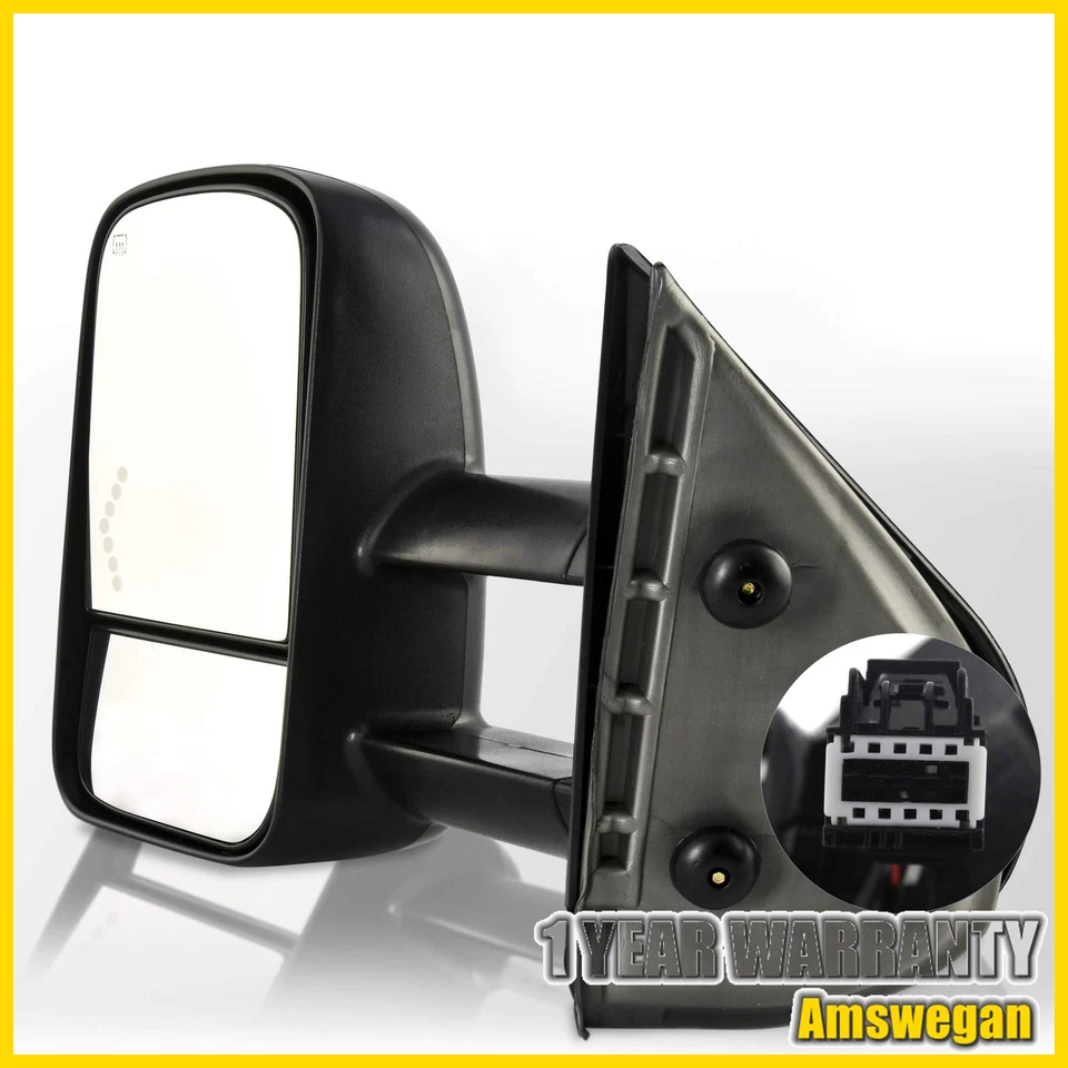 [Left] Towing Power Heated Signal Side View Mirror For 07-14 GMC Sierra Chevy - Image 2 of 4
