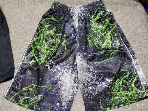 And1 & Starter Shorts Basketball Activity Sports Boys Sz 8 Black Lime Green Gray - Picture 7 of 8