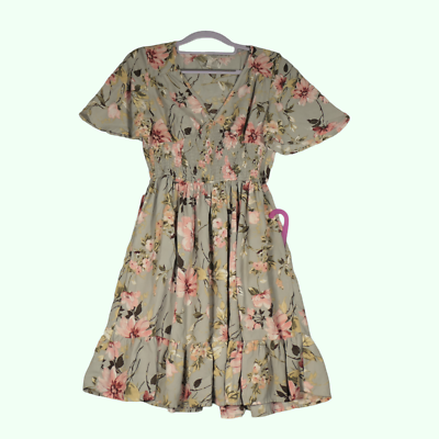 xhilaration green floral dress Plunge Halter Neck Satin Forest Green Slip Dress main image 1